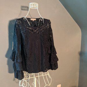 Black Lacey Blouse with Bell Sleeves